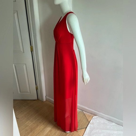 Cristina Gavioli maxi Red Sleeveless V-neck Pleated Front dress Size It 40 US 6 - Picture 2 of 8